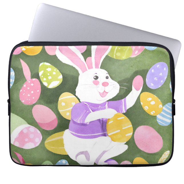 bunny with easter eggs laptop sleeve (Front)