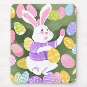 bunny with easter eggs mouse mat