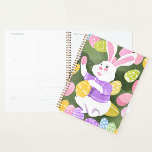 bunny with easter eggs planner