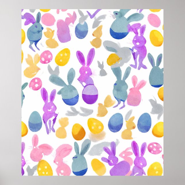 bunny with easter eggs poster (Front)