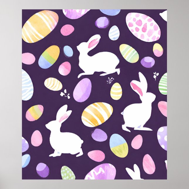 bunny with easter eggs poster (Front)