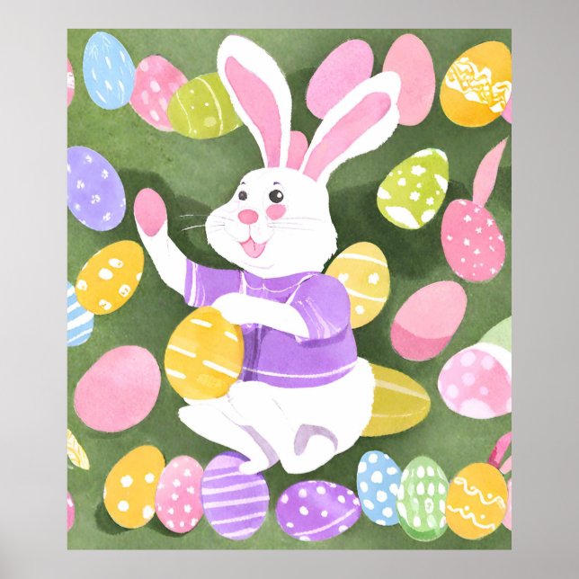 bunny with easter eggs poster (Front)