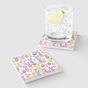 bunny with easter eggs stone coaster