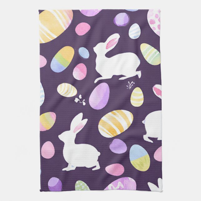 bunny with easter eggs tea towel (Vertical)