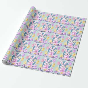 bunny with easter eggs wrapping paper