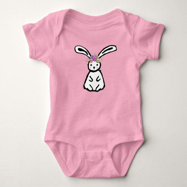 Bunny with Flower Crown Baby Bodysuit (Front)