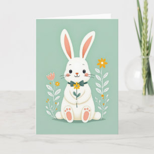 Bunny With Flower Friend Card