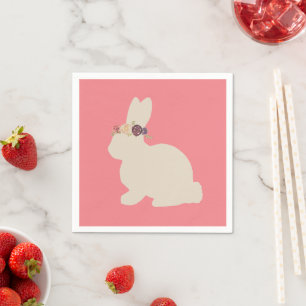 Bunny with Flower Headband Painting Napkins