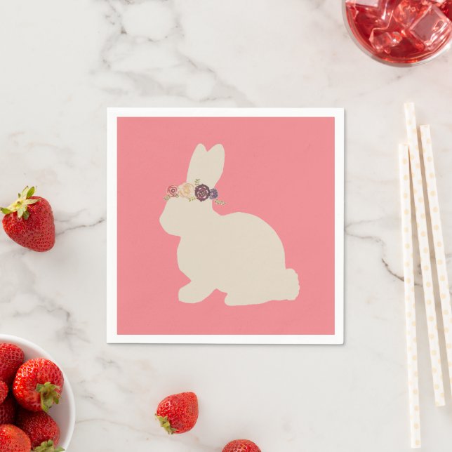 Bunny with Flower Headband Painting Napkins (Insitu)