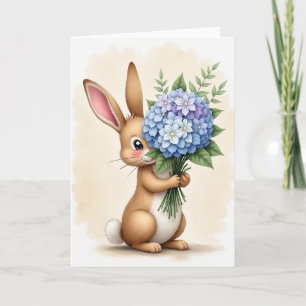 Bunny With Flowers Greeting Card
