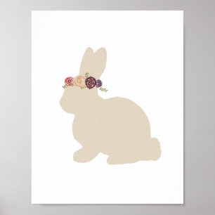 Bunny with Flowers Headpiece Animal Painting Poster