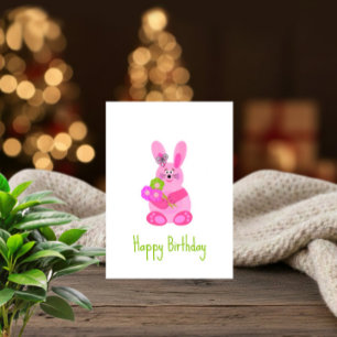 Bunny with flowers holiday card
