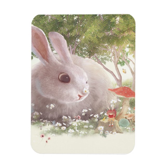 Bunny with Flowers Magnet (Vertical)