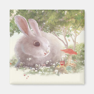 Bunny with Flowers Magnet