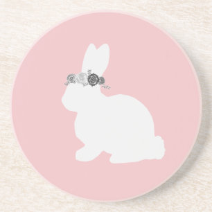 Bunny with Flowers Painting Easter Coaster