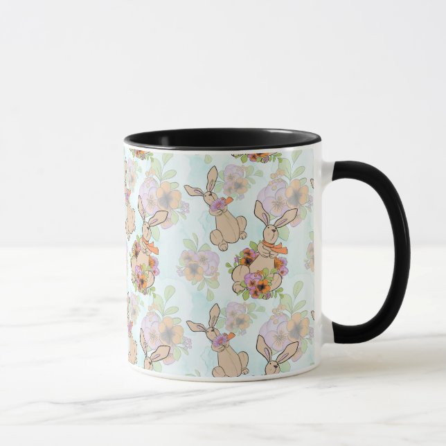 Bunny With Flowers Pattern Mug (Right)