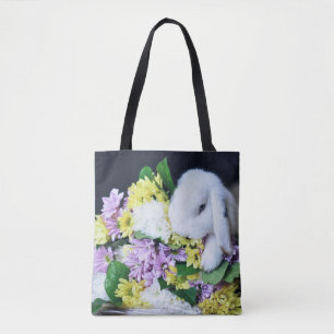 BUNNY WITH FLOWERS TOTE BAG