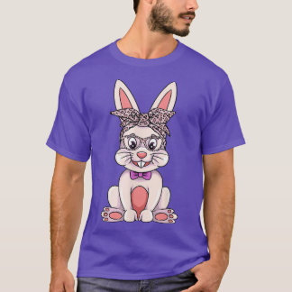 Bunny With Glasses And Leopard Print Bandanna East T-Shirt