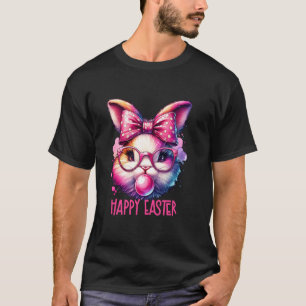 Bunny with Glasses Blowing Bubble Gum Women Cute E T-Shirt