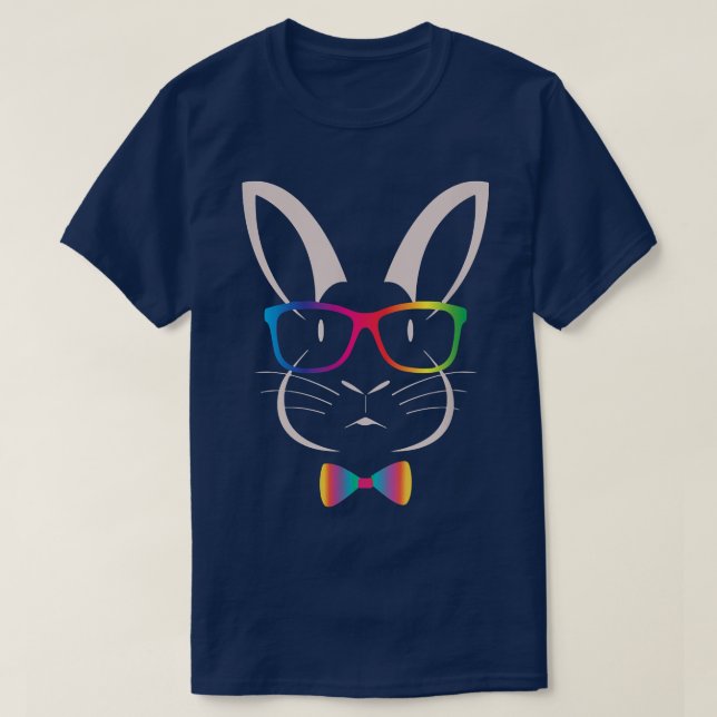Bunny With Glasses Easter Bunny Face Girls Easter  T-Shirt (Design Front)
