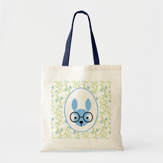 Bunny With Glasses Spring Floral Tote Bag (Front)