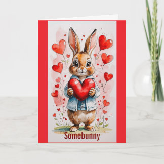 Bunny With Hearts Valentine Day Greeting Card