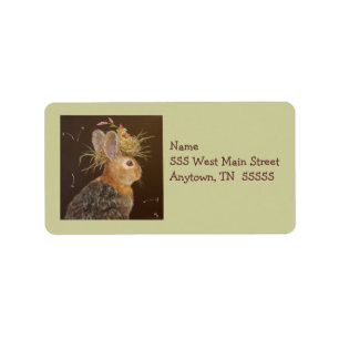 Bunny with nesting cardinal address label