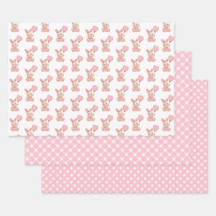 Bunny with Pink Balloon Wrapping Paper Sheet