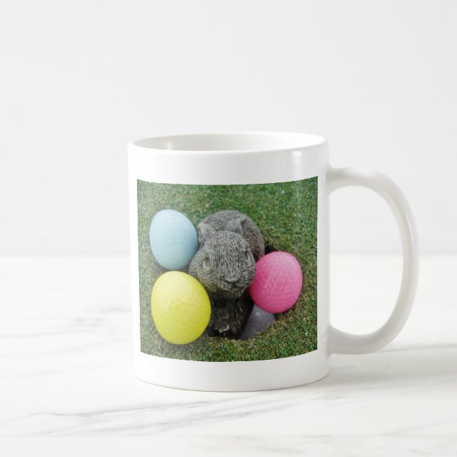 Bunny with pink blue yellow egg coffee mug (Right)