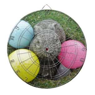 Bunny with pink blue yellow egg dartboard