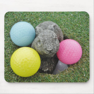 Bunny with pink blue yellow egg mouse mat