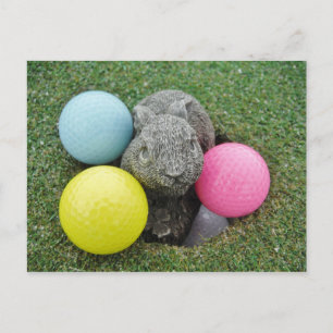 Bunny with pink blue yellow egg postcard