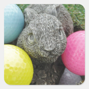 Bunny with pink blue yellow egg square sticker