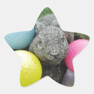 Bunny with pink blue yellow egg star sticker