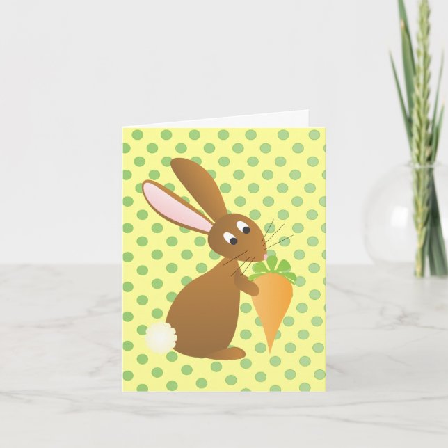 Bunny with Prize Carrot Holiday Card (Front)
