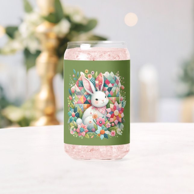 Bunny with Quilt and Flowers Can Glass (Insitu (Wedding))