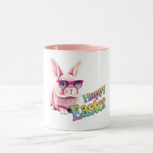 Bunny with Sunglasses Happy Easter Mens Mug