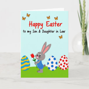 Bunny With Tulip Hello Card