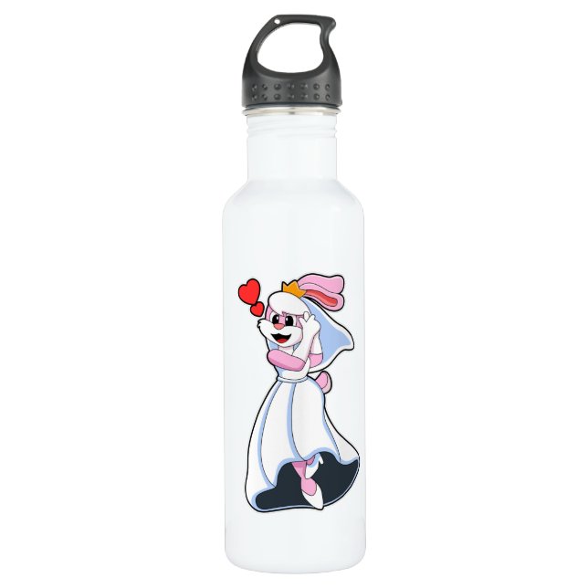 Bunny with Wedding dress & Crown 710 Ml Water Bottle (Front)
