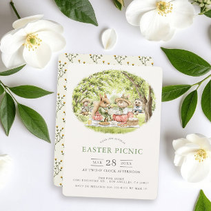 Bunny Woodland Animals Easter Picnic Invitation