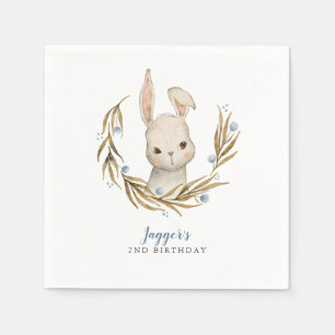 Bunny Woodland Theme Boy Birthday Party Napkin