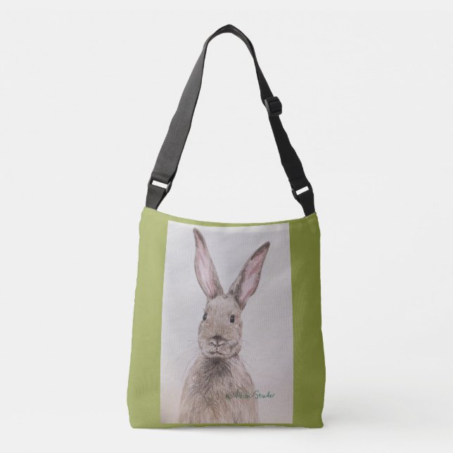 Bunny Wunny Original Artwork Cross Body Tote Bag (Front)