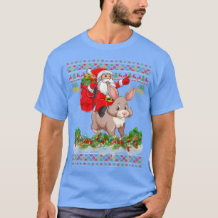 Bunny Xmas Pyjamas Ugly Santa Riding Bunny Christm T-Shirt