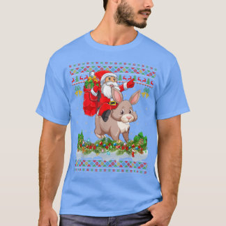 Bunny Xmas Pyjamas Ugly Santa Riding Bunny Christm T-Shirt