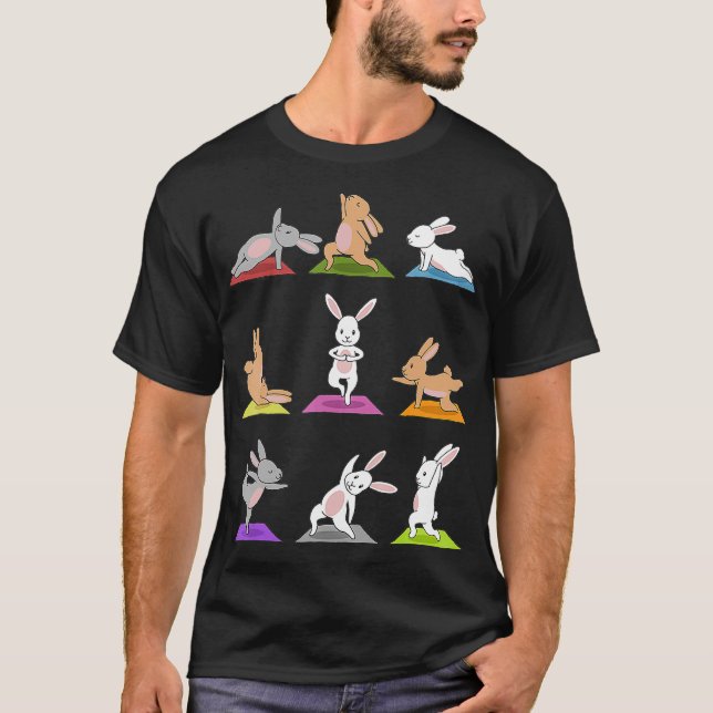 Bunny Yoga Funny Rabbits In Yoga Poses On Meditati T-Shirt (Front)