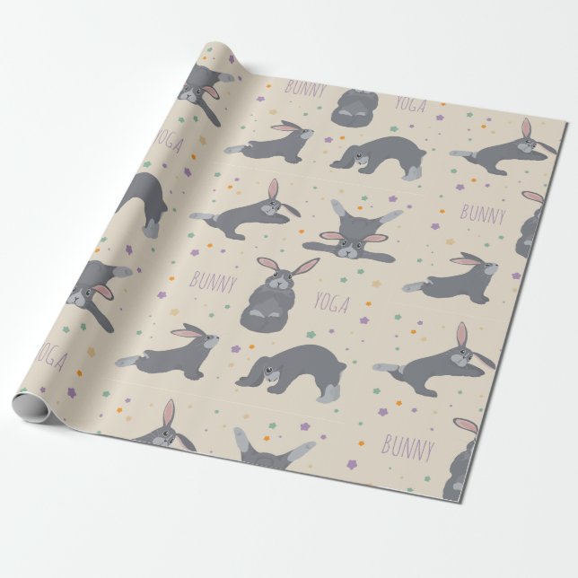 Bunny Yoga Pose Exercise Animal Wrapping Paper (Unrolled)