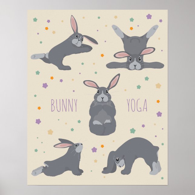 Bunny Yoga Poses Funny Rabbit Poster (Front)