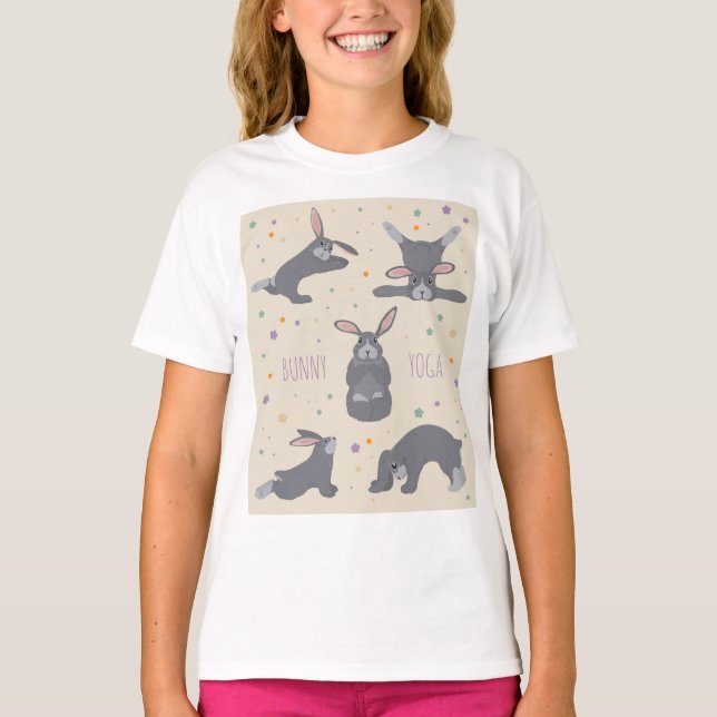 Bunny Yoga Poses Funny Rabbit T-Shirt (Front)