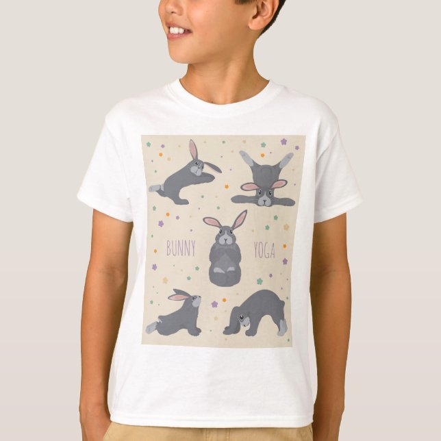Bunny Yoga Poses Funny Rabbit T-Shirt (Front)