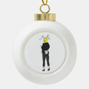 bunnygirl ceramic ball christmas ornament